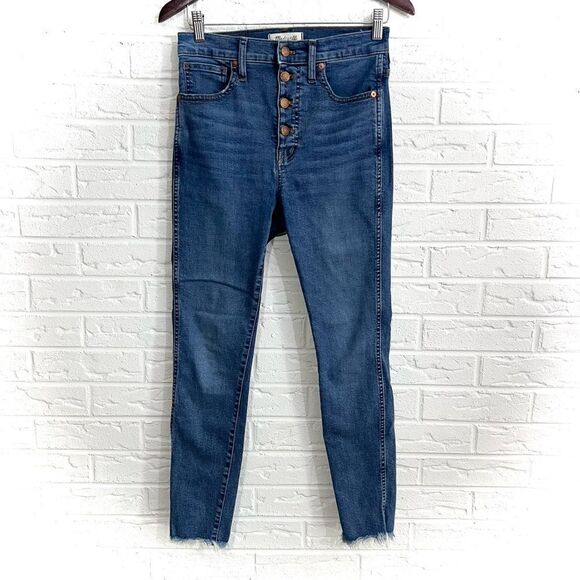 Madewell 10" High-Rise Skinny Jeans in Mackey Wash: Button-Front Edition Size 27 - Picture 3 of 8